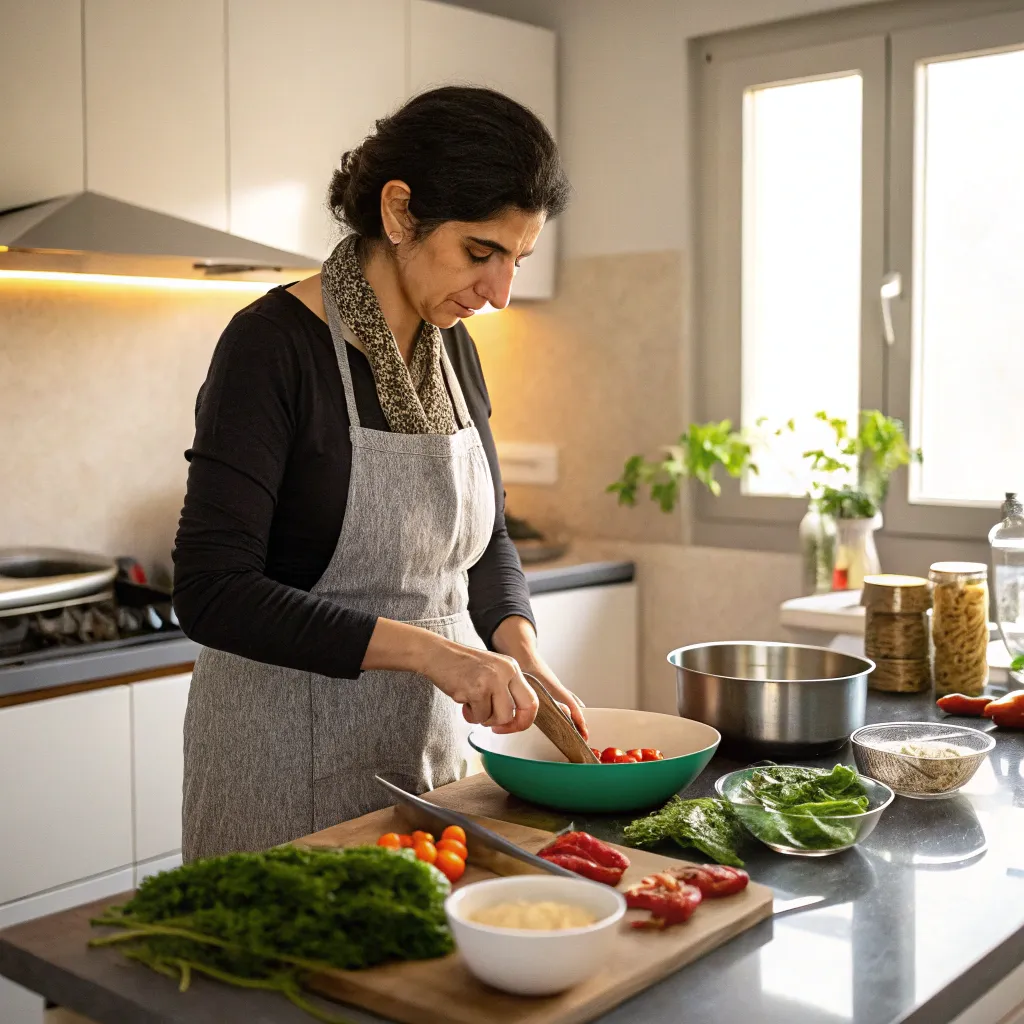 Elif'in mutfakta yemek yaparken çekilmiş resmi